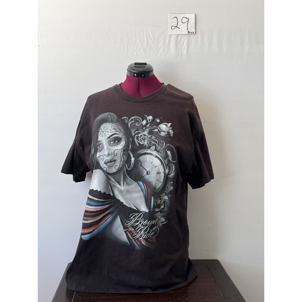 Brown Pride Chicano Art Graphic T Shirt American Apparel 1301 Brown XL